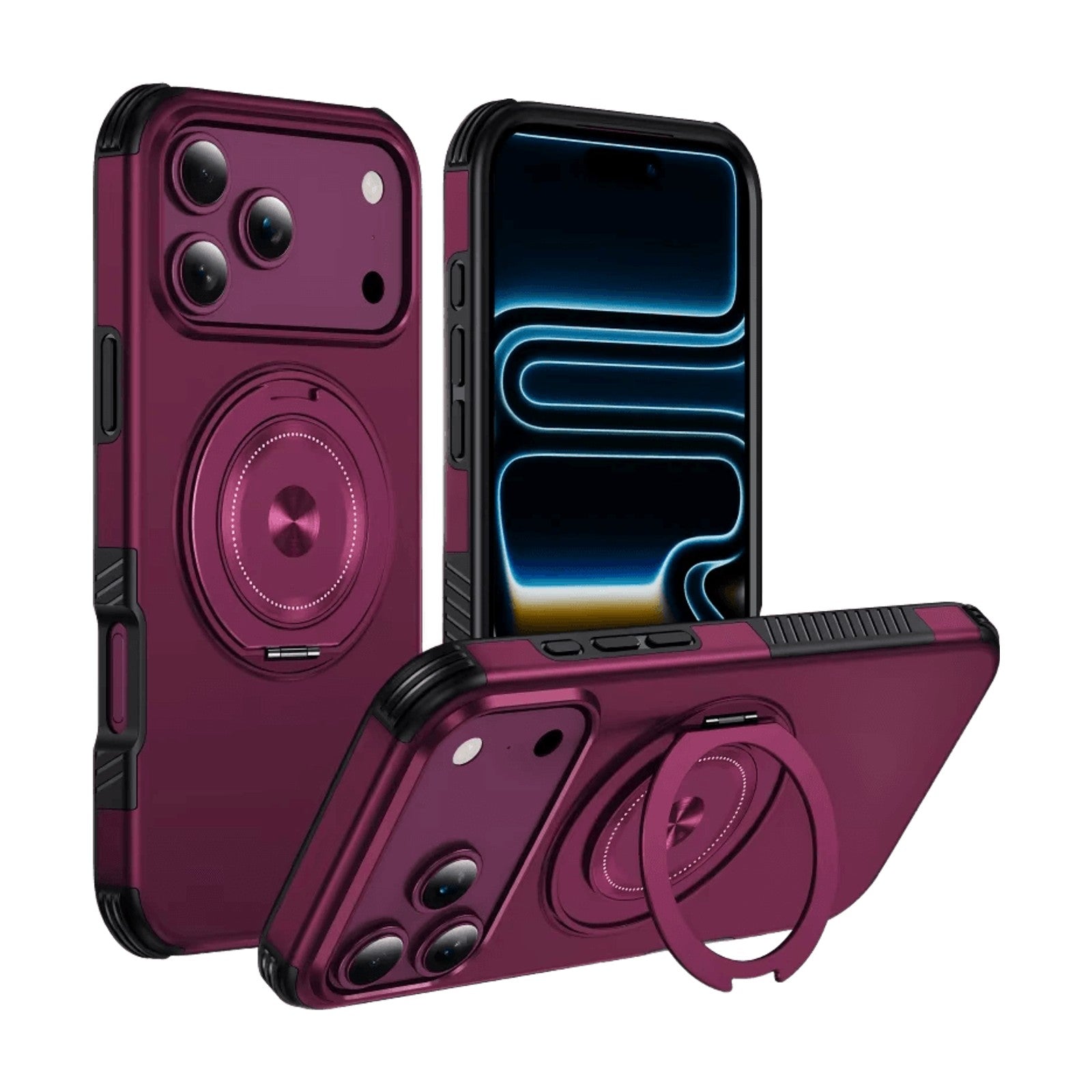 Shockproof Case with 360° Rotating Ring Stand for iPhone 18 Series
