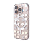 Transparent Floral MagSafe Case with Integrated Wireless Charging Ring for iPhone 15 Series