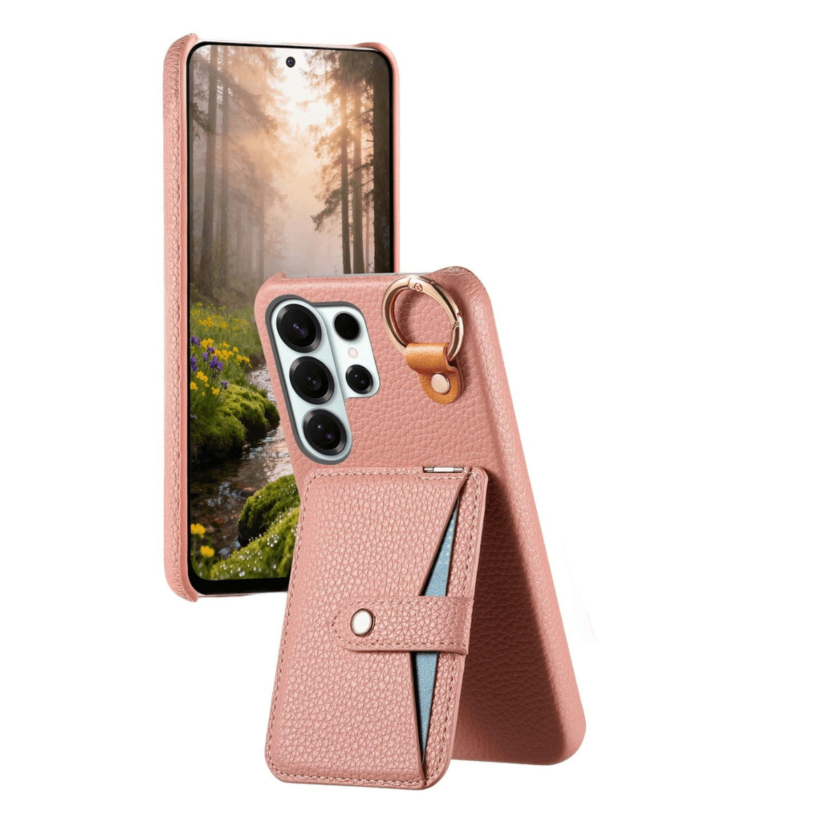 Leather Flip Wallet Case with Integrated Makeup Mirror for Samsung Galaxy S24 Series