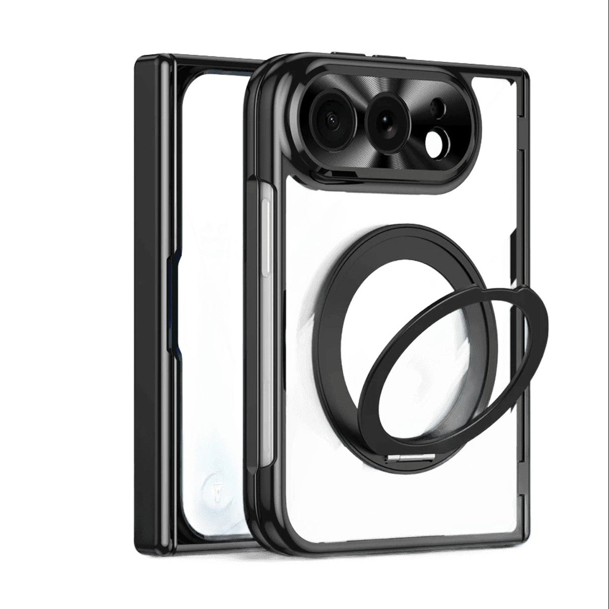 Electroplated MagSafe Case with 360° Rotating Ring Stand for iPhone Duo