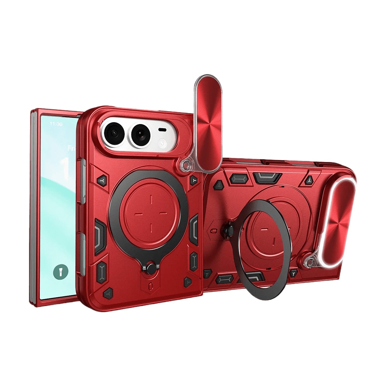 360° Rotating Metal Ring Kickstand Case with Dual Lens Protection for iPhone Duo