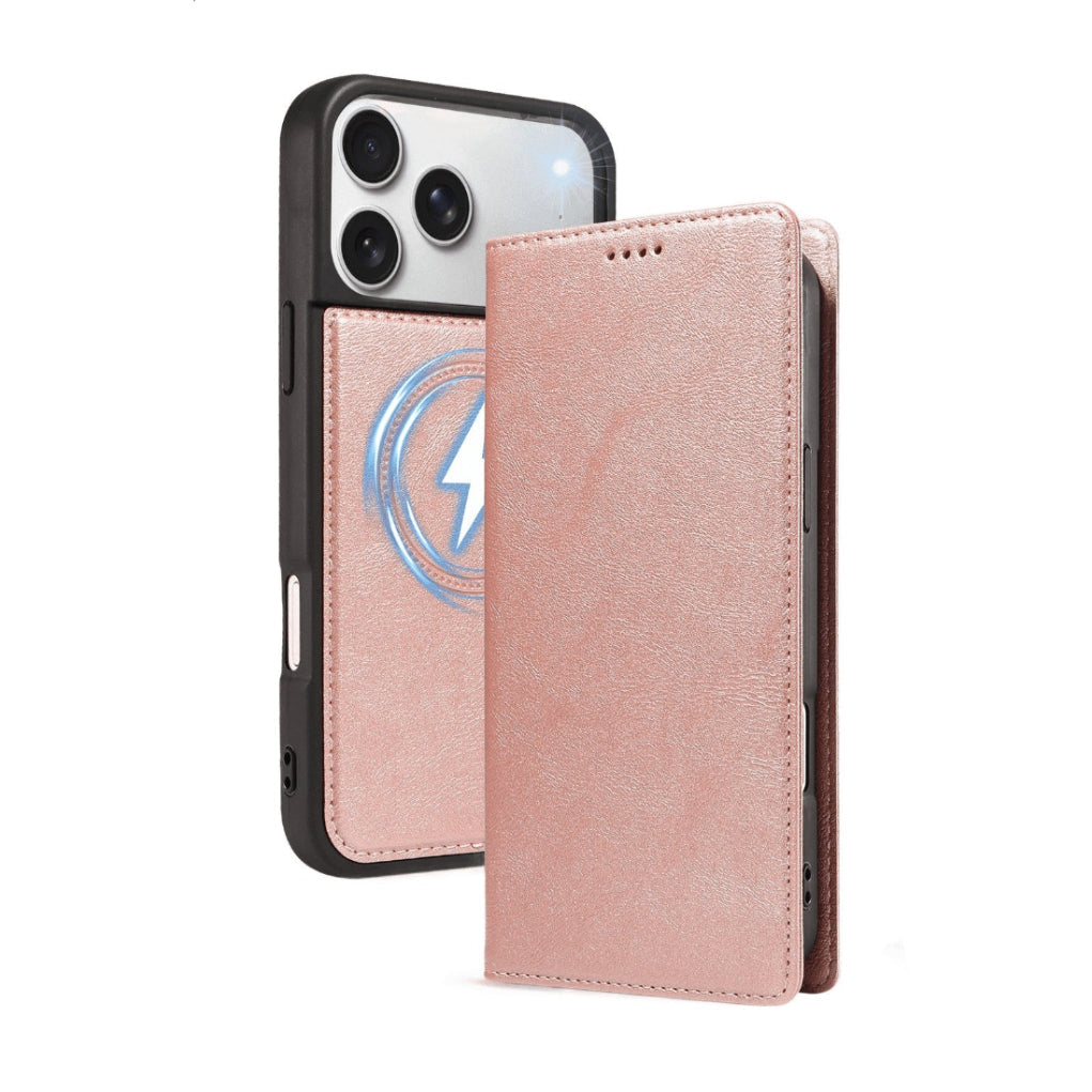 Shockproof Leather Folio Wallet Case with Detachable Magnetic Pouch for iPhone 18 Series