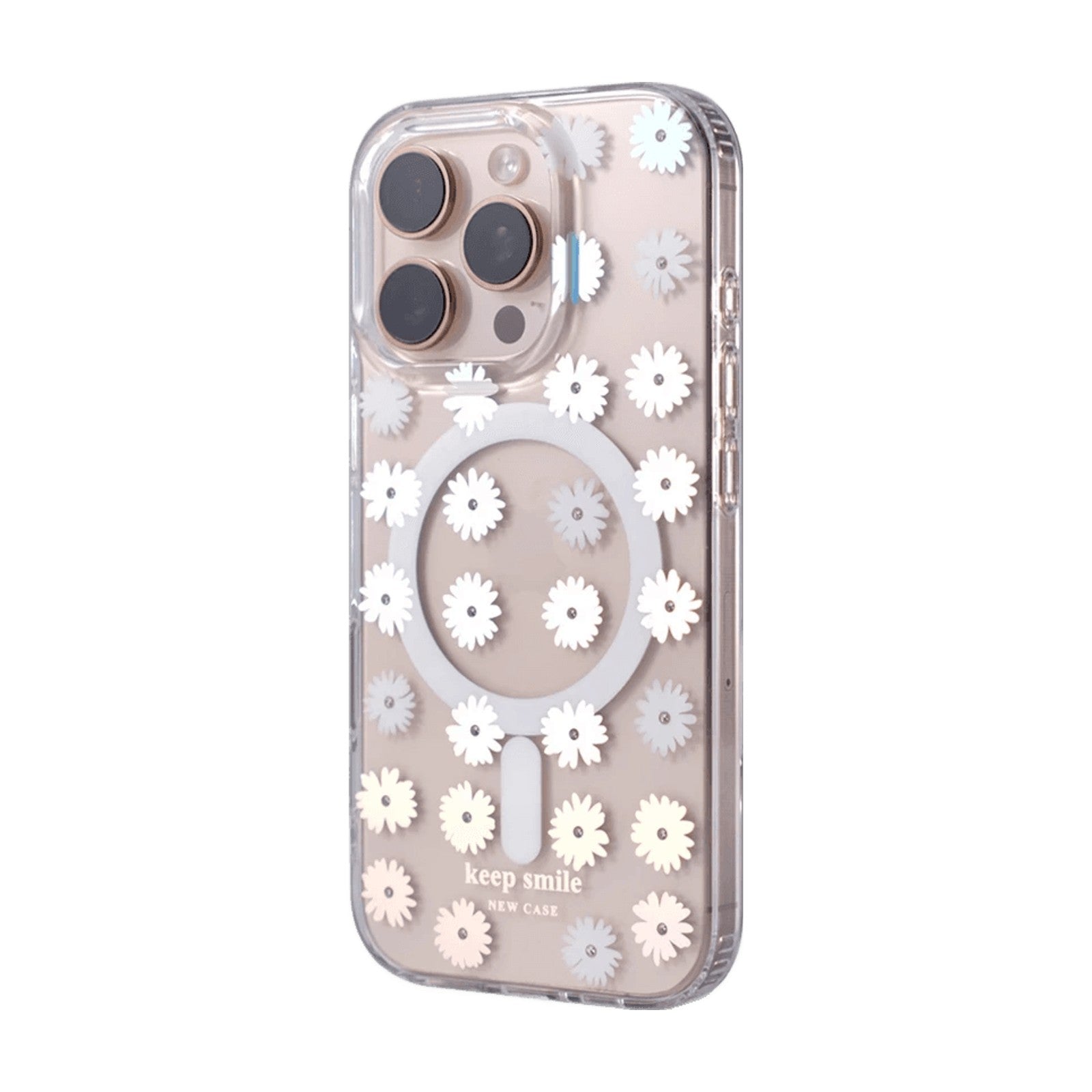 Transparent Laser-Cut Floral MagSafe Case with Raised Lens Ring for iPhone 16 Series