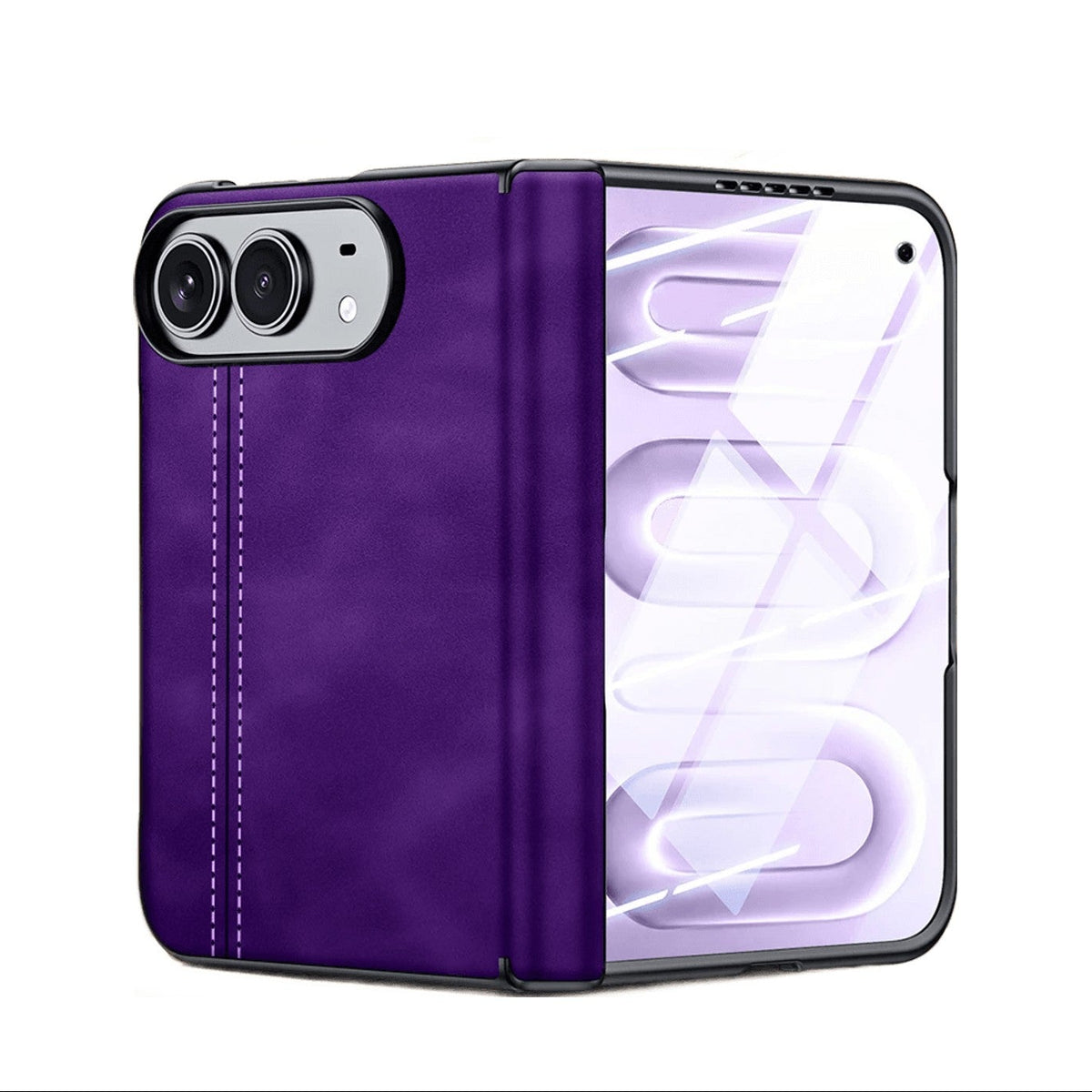Microfiber Leather Foldable Case with Integrated HD Screen Protector for iPhone Duo