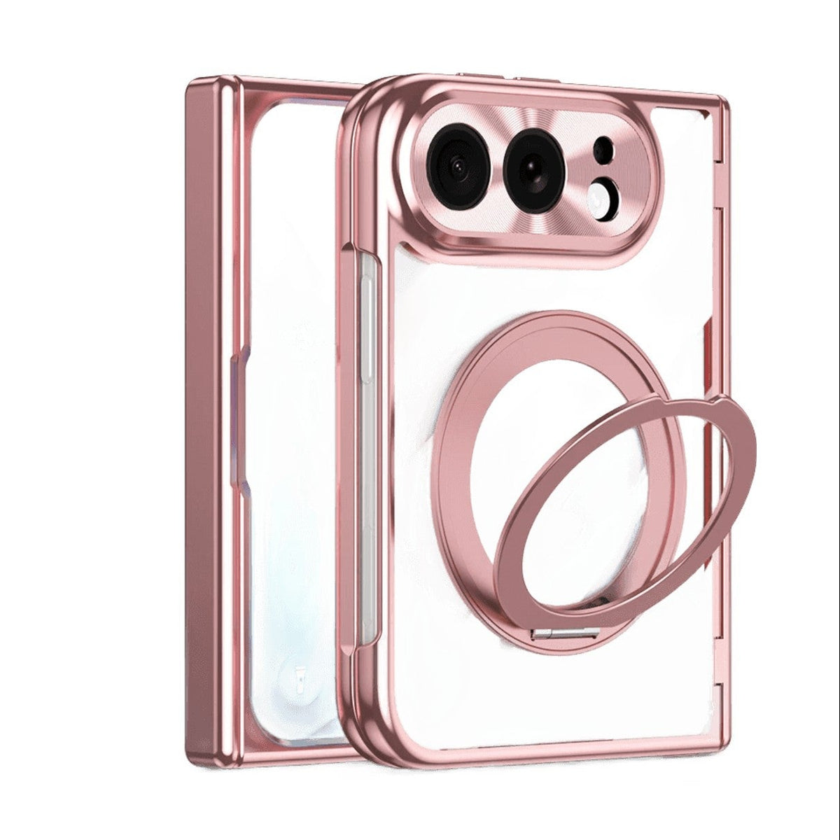 Electroplated MagSafe Case with 360° Rotating Ring Stand for iPhone Duo