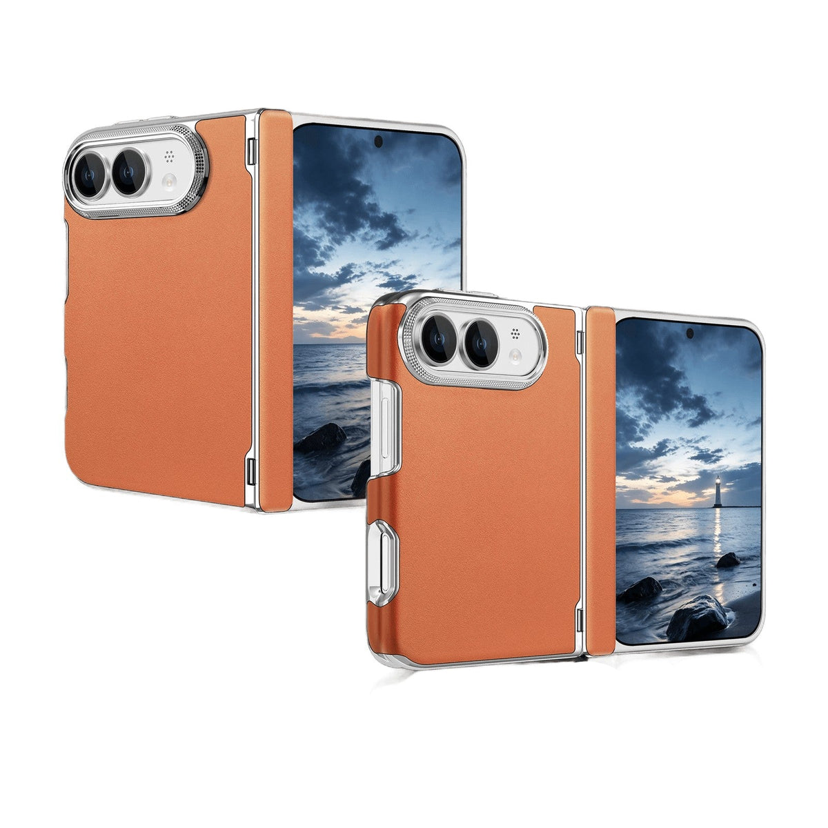 Leather-Feel MagSafe Foldable Case with Central Axis Hinge Protection for iPhone Duo