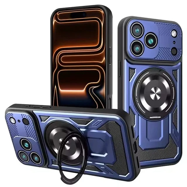 Sliding Camera Cover MagSafe Case with 360° Ring Stand for iPhone 18 Series
