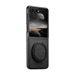 Textured Leather Magnetic Case with Rotating Ring for Samsung Galaxy Z Flip 8