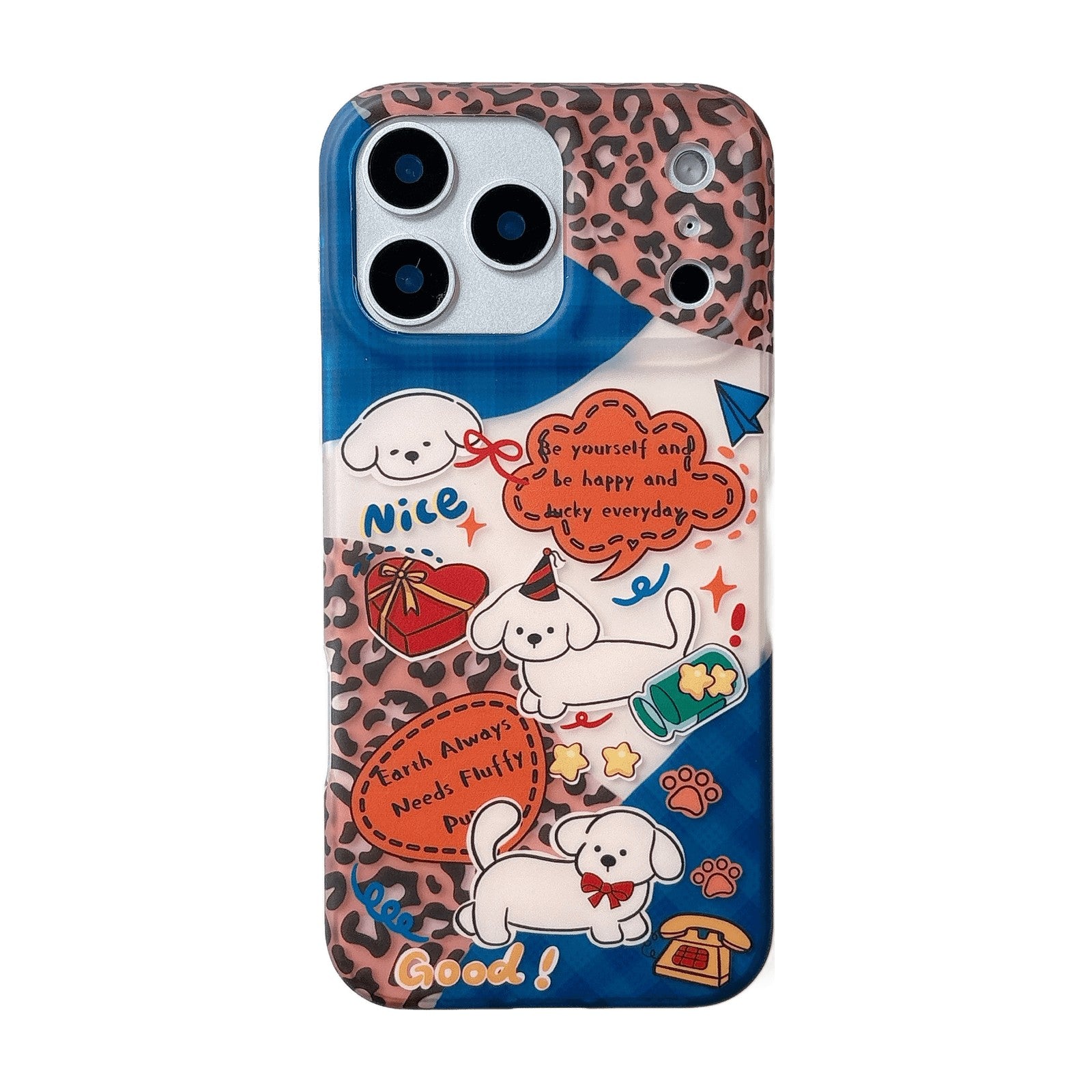 Cartoon Dog Splicing Pattern Matte Case for iPhone 17 Series