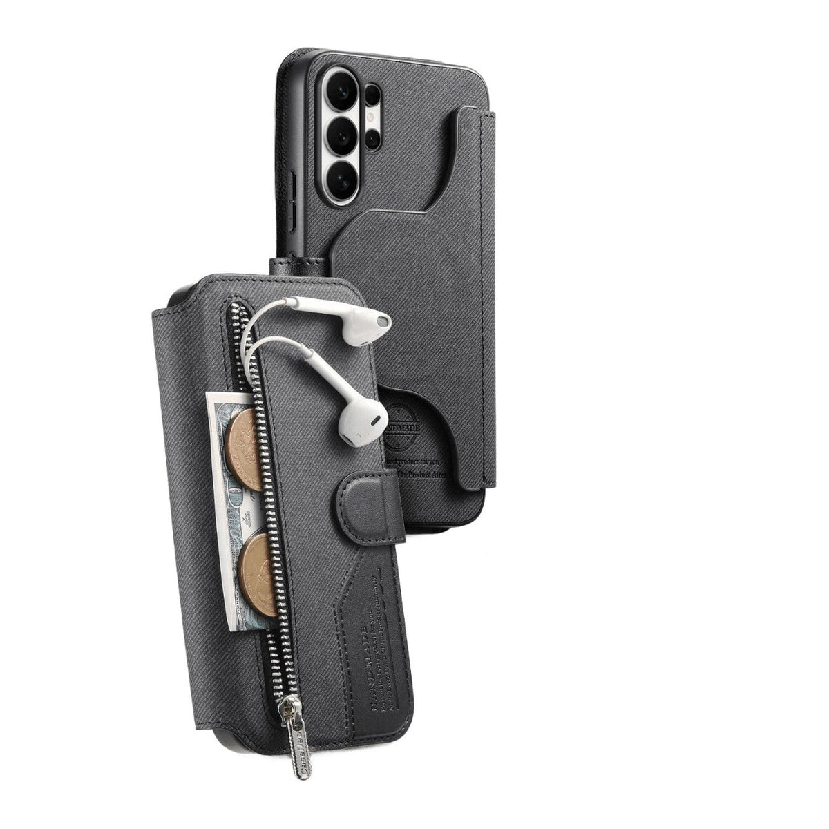 Detachable Magnetic Leather Flip Wallet Case with Kickstand for Samsung Galaxy S22 Series
