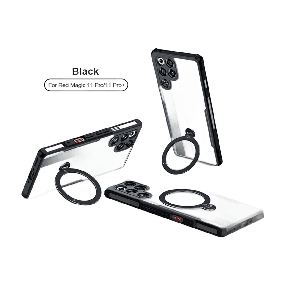 Transparent Airbag Shock Case with 360° Rotating Magnetic Ring Stand for ZTE nubia Red Magic 11 Series