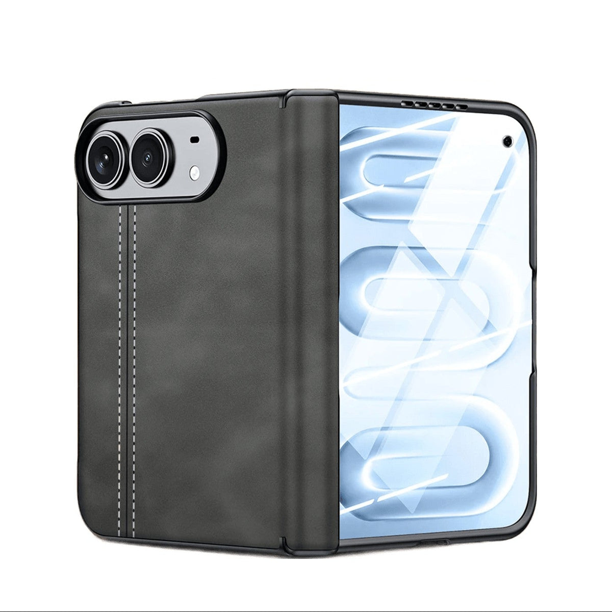 Microfiber Leather Foldable Case with Integrated HD Screen Protector for iPhone Duo