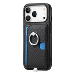 Premium 2-in-1 Carbon Fiber Pattern MagSafe Case with Built-In Card Slot & Ring Holder for iPhone 17 Series