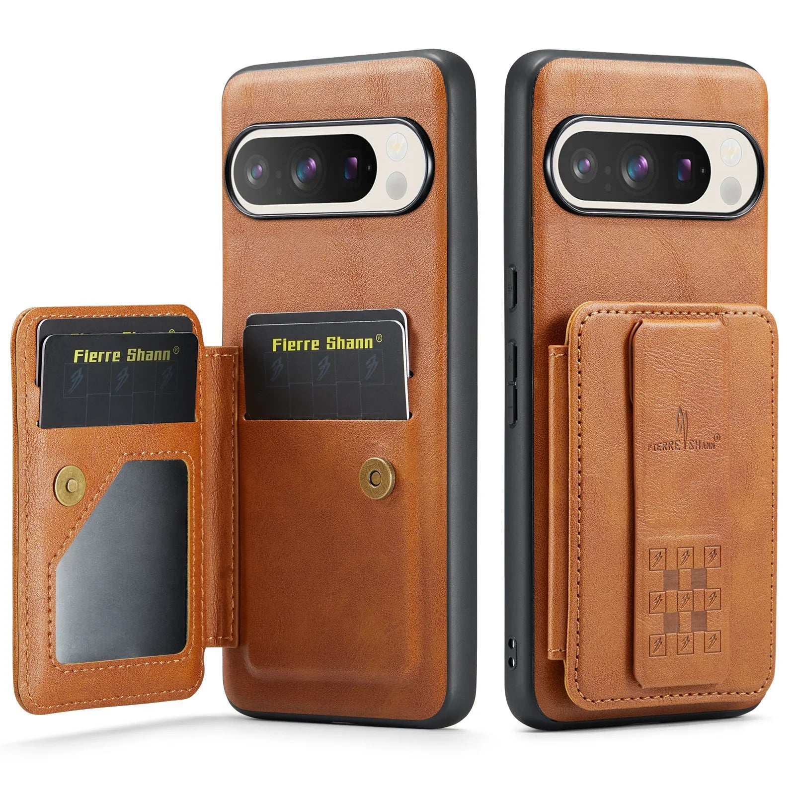 Google Pixel 9 Series Foldable Leather Wallet Case with RFID blocking and stand clip