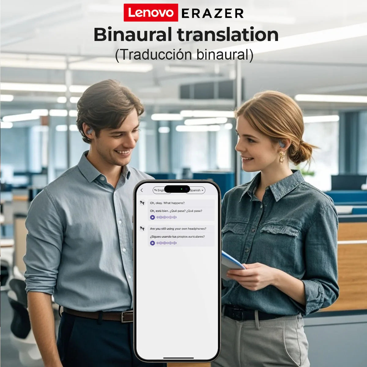 Lenovo Erazer XP6 AI Translation Bluetooth 5.4 Earphones with Color Touch Screen