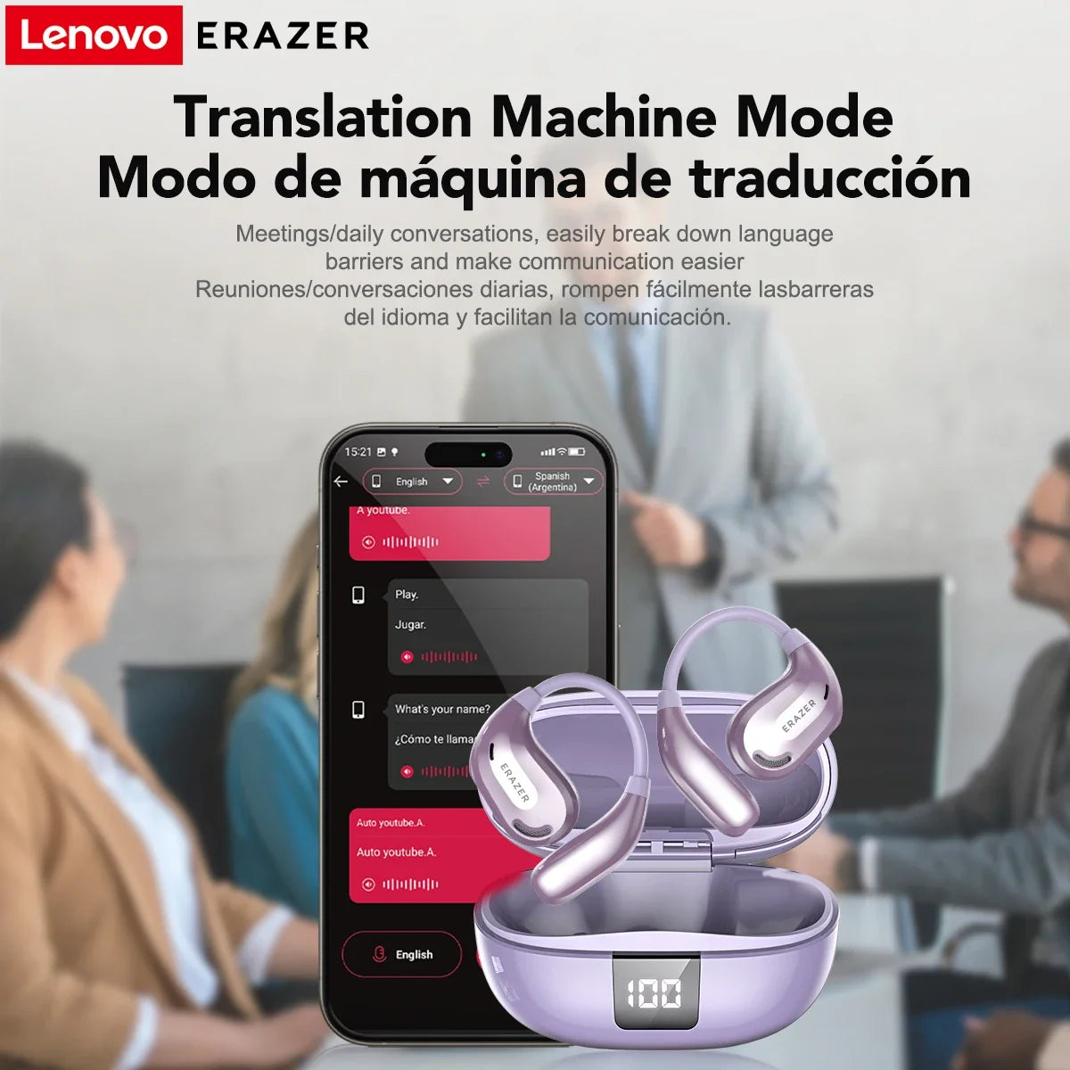 Lenovo Erazer XT66PRO AI Translator Bluetooth 5.4 Earphones with 90 Hour Battery Life