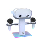 RGB charging dock with anti-slip silicone pads and 180° rotatable mount for Meta Quest 3S White