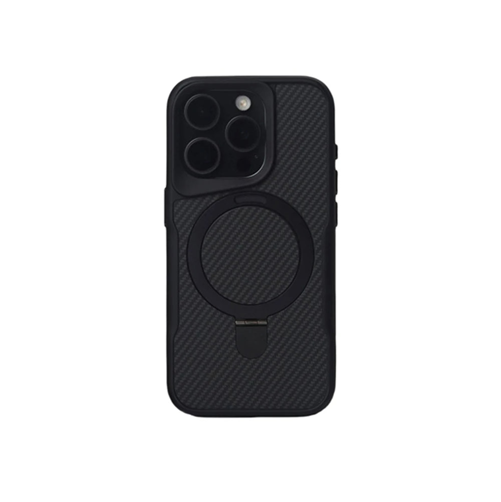 Carbon Fiber Magnetic Ring Kickstand MagSafe Case for iPhone 16 Series