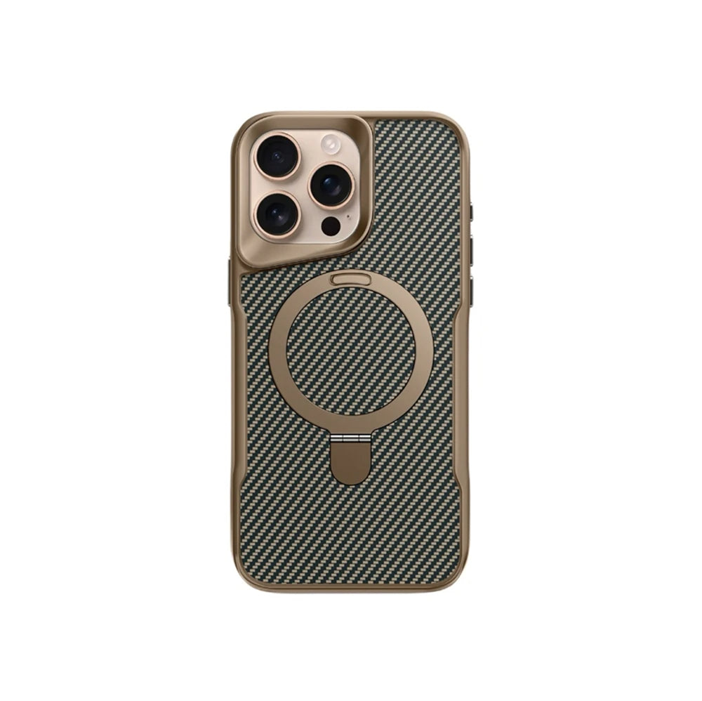 Carbon Fiber Magnetic Ring Kickstand MagSafe Case for iPhone 16 Series