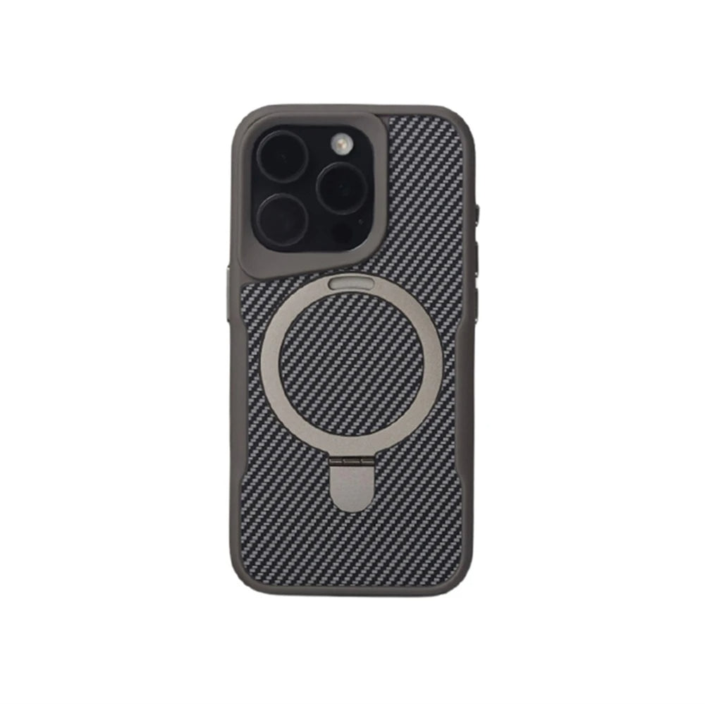 Carbon Fiber Magnetic Ring Kickstand MagSafe Case for iPhone 16 Series